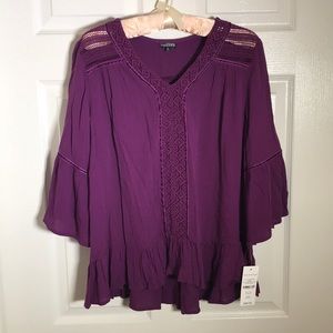 Hannah Boho Shirt Bramble Wine Size M Top Blouse